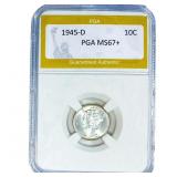 1945-D Mercury Silver Dime PGA MS67+