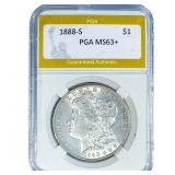 1888-S Morgan Silver Dollar PGA MS63+