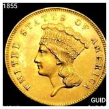 1855 $3 Gold Piece UNCIRCULATED