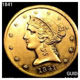 1841 $5 Gold Half Eagle CHOICE AU