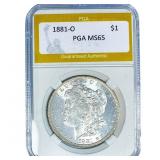 1881-O Morgan Silver Dollar PGA MS65