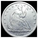 1870-S Silver Seated Liberty Half Dollar LIGHTLY C