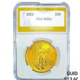 1922 $20 Gold Double Eagle NTC MS63