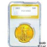 1922 $20 Gold Double Eagle NTC MS63