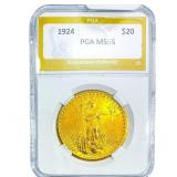 1924 $20 Gold Double Eagle NTC MS66