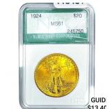 1924 $20 Gold Double Eagle NTC MS61