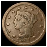 1851 Braided Hair Large Cent LIGHTLY CIRCULATED
