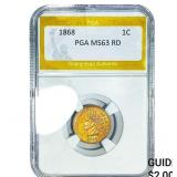 1868 Indian Head Cent PGA MS63 RD