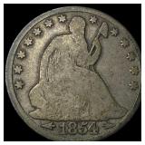 1854-O Arrows Silver Seated Liberty Half  Dollar