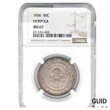 1936 Norfolk Half Dollar NGC MS67
