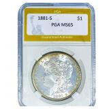 1881-S Morgan Silver Dollar PGA MS65