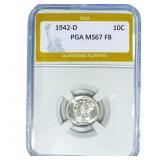 1942-D Mercury Silver Dime PGA MS67 FB
