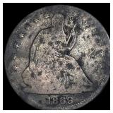 1869 Silver Seated Liberty Half Dollar HIGH  GRAD