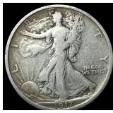 1917-S Silver Walking Liberty Half Dollar ABOUT UN