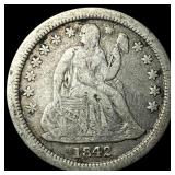 1842-O Silver Seated Liberty Dime NICELY  CIRCULA