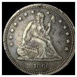 1860 Seated Liberty Quarter LIGHTLY  CIRCULATED