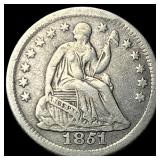 1851-O Silver Seated Liberty Half Dime NEARLY  UN