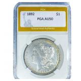 1892 Morgan Silver Dollar PGA AU50