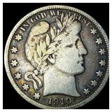 1910-S Silver Half Dollar (Barber) NEARLY UNCIRCUL