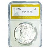 1935 Silver Peace Dollar PGA MS65