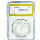 1880-S Morgan Silver Dollar PGA MS64 PL