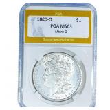 1880-O Morgan Silver Dollar PGA MS63 Micro O