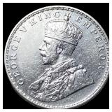 1919 British-India Silver One Rupee CLOSELY UNCIRC