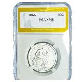 1866 Seated Liberty Half Dollar PGA XF45