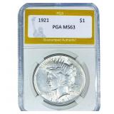 1921 Silver Peace Dollar PGA MS63
