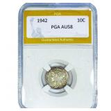 1942 Mercury Silver Dime PGA AU58