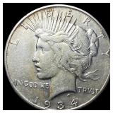 1934-S Silver Peace Dollar NEARLY  UNCIRCULATED