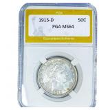 1915-D Barber Half Dollar PGA MS64