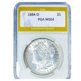 1884-O Morgan Silver Dollar PGA MS64
