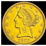 1895 Liberty Head Half Eagle $5 Gold  UNCIRCULATE