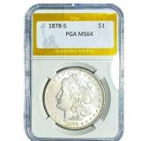 1878-S Morgan Silver Dollar PGA MS64