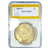 1884-O Morgan Silver Dollar PGA MS66+
