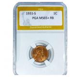 1931-S Wheat Cent PGA MS65+ RB