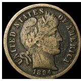 1894 Silver Barber Dime NICELY CIRCULATED