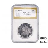 1853 Seated Liberty Half Dollar PGA AU58 Arrows/Ra