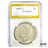 1891-CC Morgan Silver Dollar PGA MS64