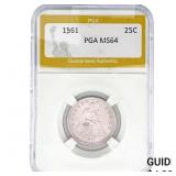 1861 Seated Liberty Quarter PGA MS64