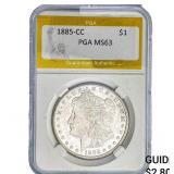 1885-CC Morgan Silver Dollar PGA MS63