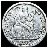1876-CC Silver Seated Liberty Dime ABOUT UNCIRCULA