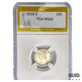 1918-S Mercury Silver Dime PGA MS66