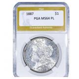 1887 Morgan Silver Dollar PGA MS64 PL