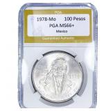 1978-Mo Mexico Silver 100 Pesos PGA MS66+