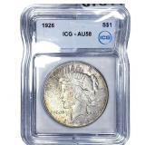 1926 Silver Peace Dollar ICG AU58