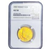 1907 $10 Gold Eagle NGC AU58