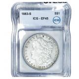 1883-S Morgan Silver Dollar ICG EF45