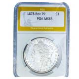 1878 Rev 79 Morgan Silver Dollar PGA MS63